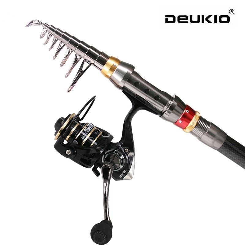 DEUKIO AC2000 Paket Pancing Set Reel Joran Rod Combo Umpan Bonus Tas