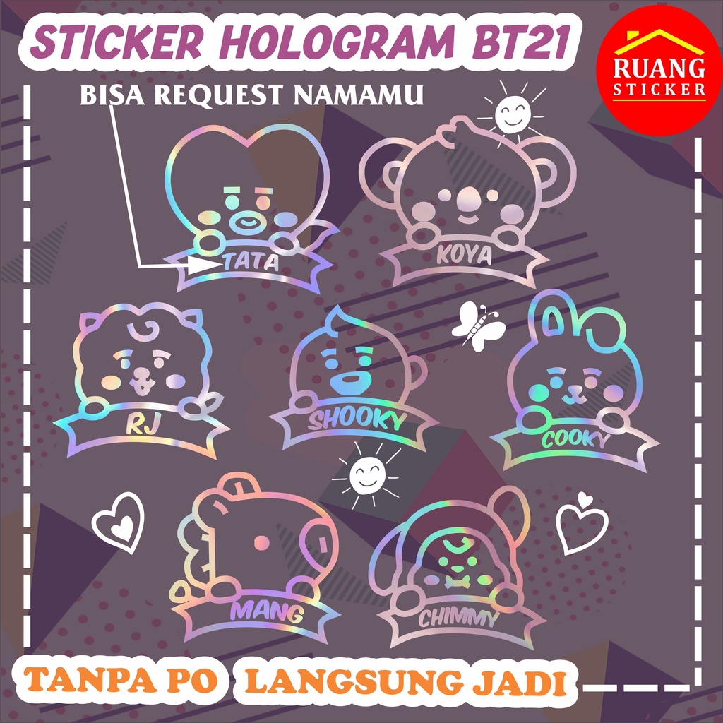 STIKER HOLOGRAM BT21 BTS KARAKTER VARIASI 2 SEHARI JADI