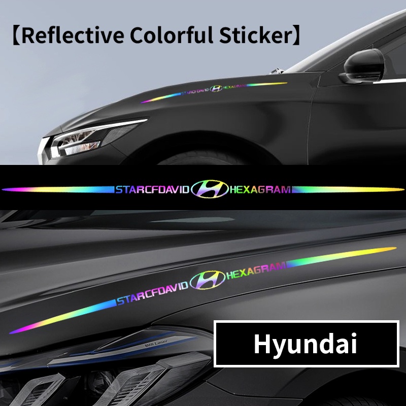 Stiker Logo Hyundai Laser Reflektif Warna-Warni Untuk Matrix Getz Accent I10 Starex Atos Elantra Sonata