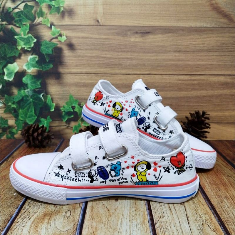 TERLARIS&gt;&gt;&gt;SEPATU CONVERSE ANAK MOTIF BT 21 BTS FASHION SNEAKER SEPATU ANAK PEREMPUAN