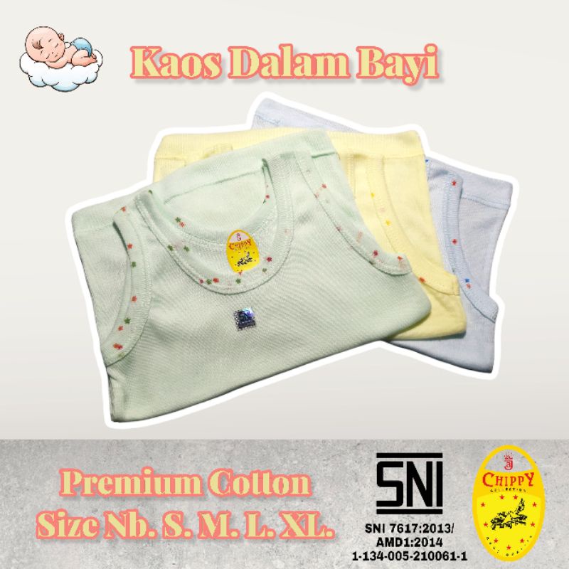 6 Pcs Singlet Bayi Chippy Warna Polos SNI / Kaos Dalam Bayi Warna Polos SNI Chippy