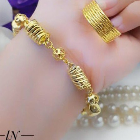 Xuping Set Gelang dan Cincin Berlapis Emas 24K T267