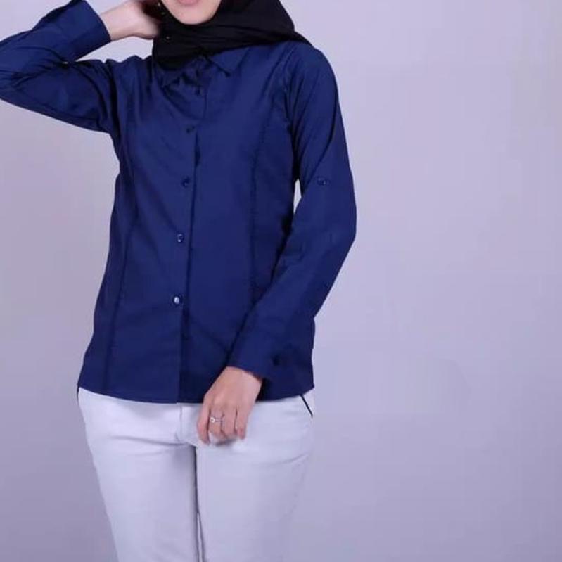 ✷ Baju Kemeja Putih Wanita Lengan Panjang Polos Atasan Wanita Jumbo Bahan Katun Big OverSize 7XL 6XL