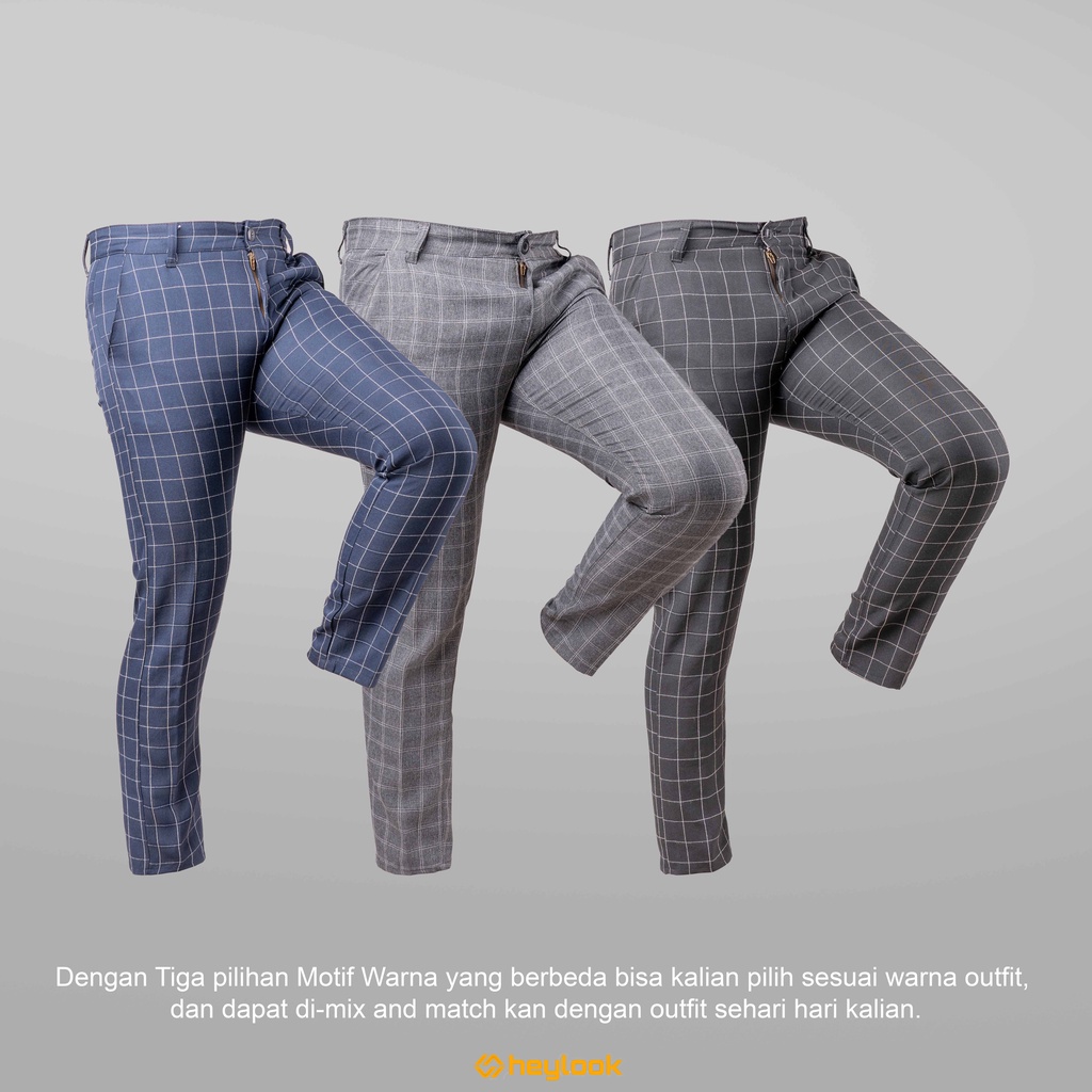 Celana Tartan Pris Celana Panjang Kotak Kotak Kekinian Simple Celana Bahan Cotton High Quality
