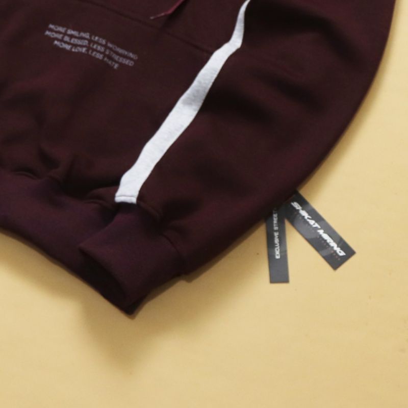 SWEATER HOODIE ORIGINAL SKM TWOTONE MAROON HIGHT QUALITY