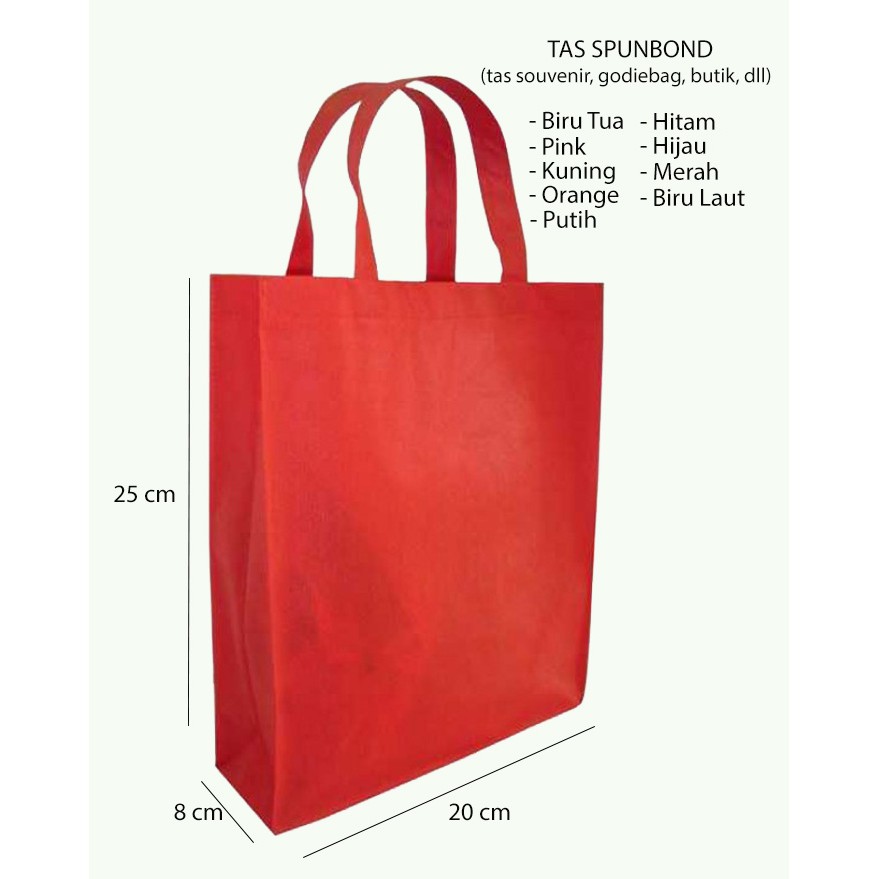 Jual 1 lusin Tas Spunbond tas souvenir goodie bag murah ukuran 25 x 20