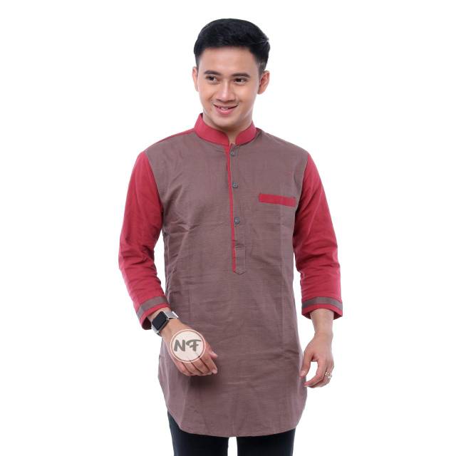 Kurta Pakistan Muslim Original Brand FOUR ONE Pria Dewasa Remaja Lengan Panjang Model Slimfit Baru