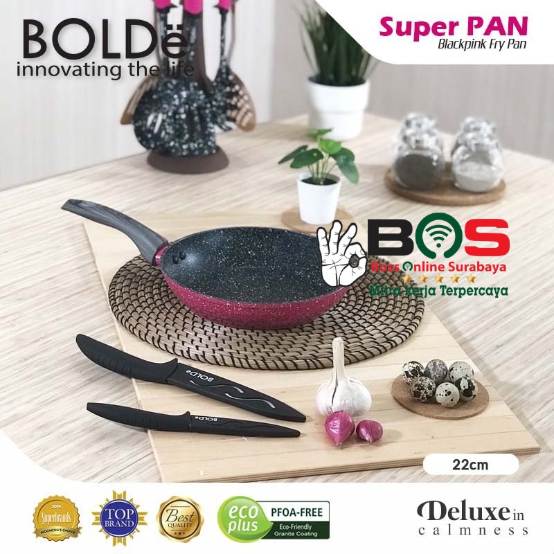 Bolde Frypan Super Pan 22 CM Blackpink Granite Keramik Anti Lengket