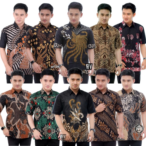 Atasan Batik Pria Lengan Pendek Kenongo Hem Padi Pekalongan M L XL