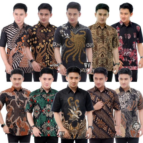 Atasan Batik Pria Lengan Pendek Kenongo Hem Padi Pekalongan M L XL