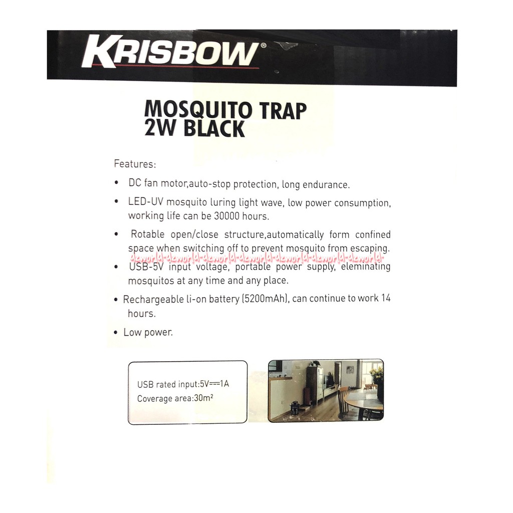 Krisbow Mosquito Trap 2W Black Alat Pengusir Dan Perangkap Nyamuk Alat Perangkap Serangga