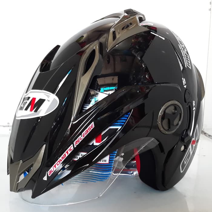HELM GM NEW IMPREZZA SOLID 2 VISOR BLACK METALIC ORIGINAL