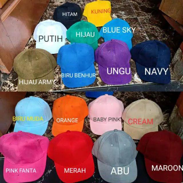 Topi Anak CUSTOM BORDIR NAMA baseball Bikin nama di topi anak 1 HARI JADI-Polos