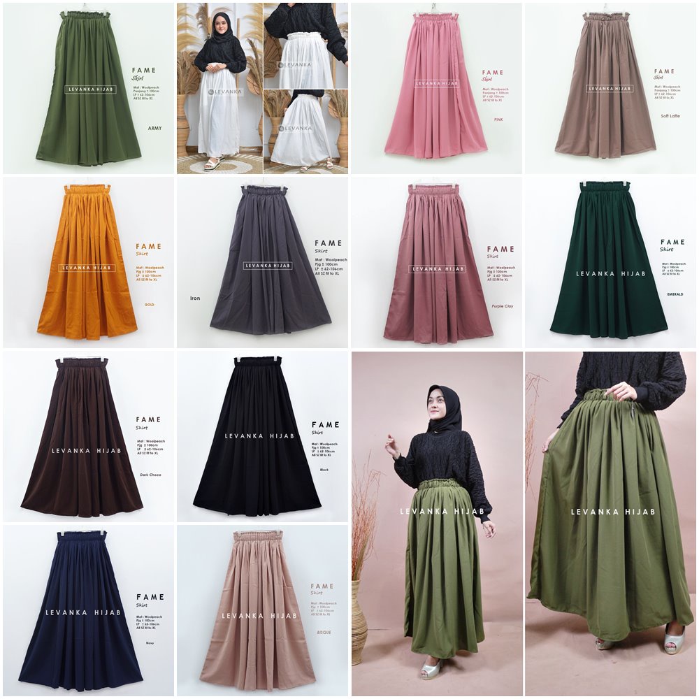 Rok Wolfis ORI / Rempel Lipit rok rempel maxi / Rok Lebar polos panjang / Fame Skirt