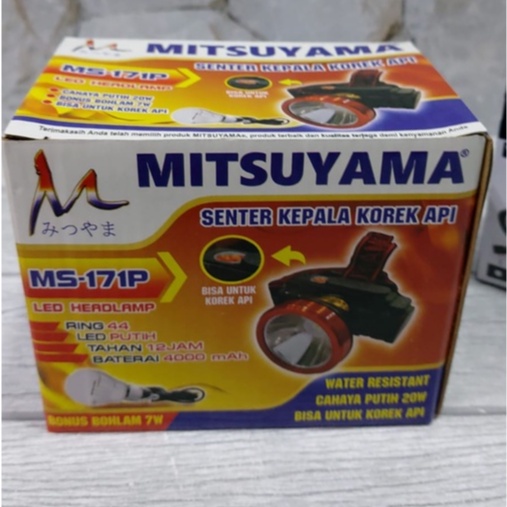 Senter Kepala Korek Api Mitsuyama MS-171P Head Lamp Bonus Bohlam 7 Watt Berkualitas