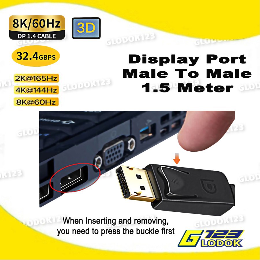 Kabel HDMI Display Port Male To Male 1.5m