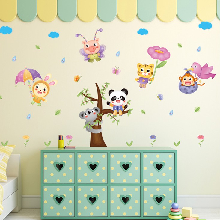 Reliza Wall Sticker Pohon Hewan Tree animal Panda Koala 8206 Stiker Dinding