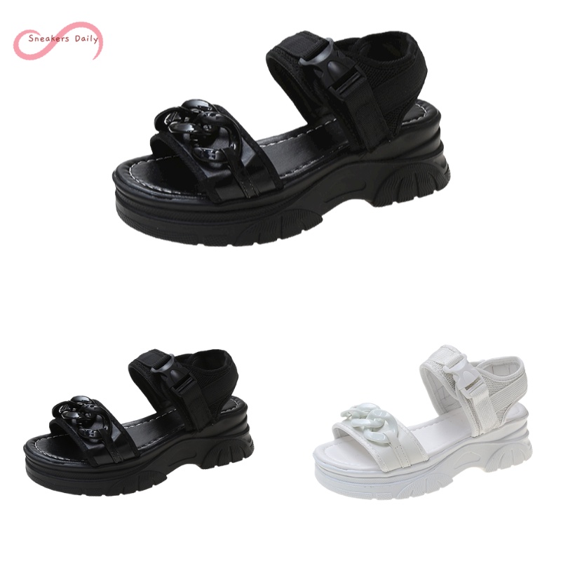 COD Sneakersdaily 5305 Sandal Tali Strap Wanita Premium Sandal Heels White