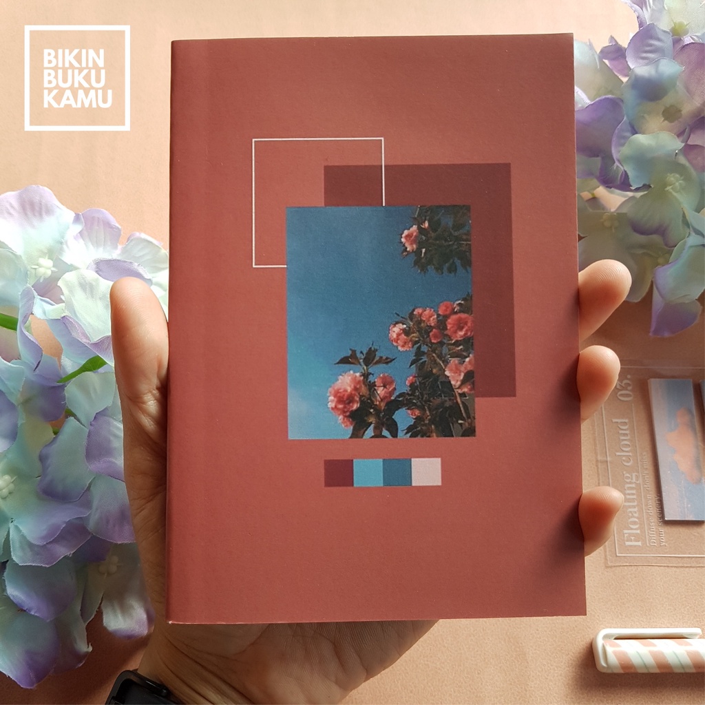 

[57gsm] A6 Notes Notebook Mini Saku Pocket Book Bookpaper Softcover Polos - Sky Red Rose