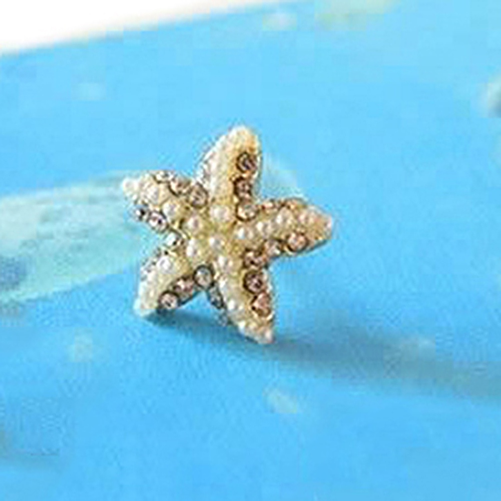 Hu Hu Hu Hu Hu Alat Bantu Pasang Kacamata♡ Anting Tusuk Motif Bintang Laut Hias Mutiara / Berlian Imitasi Untuk Wanita