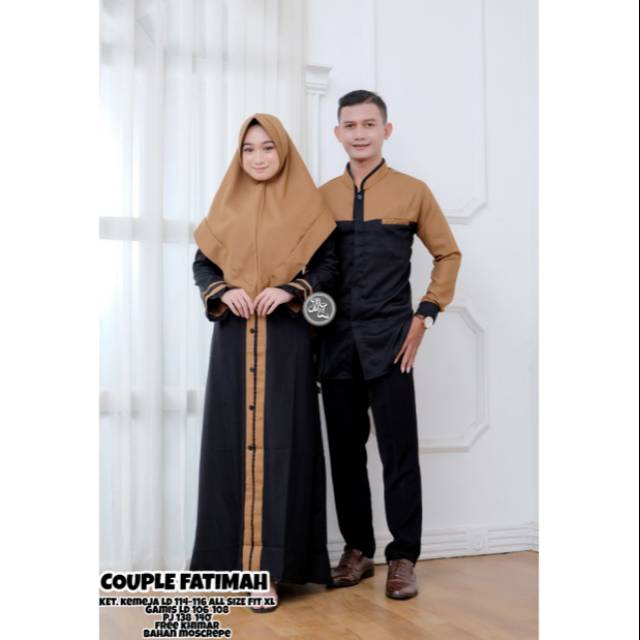 Couple gamis fatimah set khimar syari