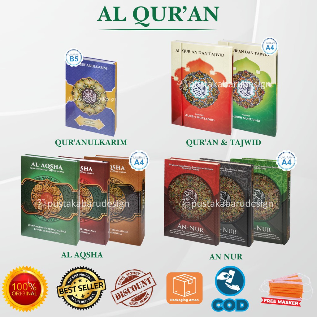 Al Quran Besar Dan Tajwid Besar Alquran Non Terjemah Ukuran A4 Alribh Murtadho Kertas CD