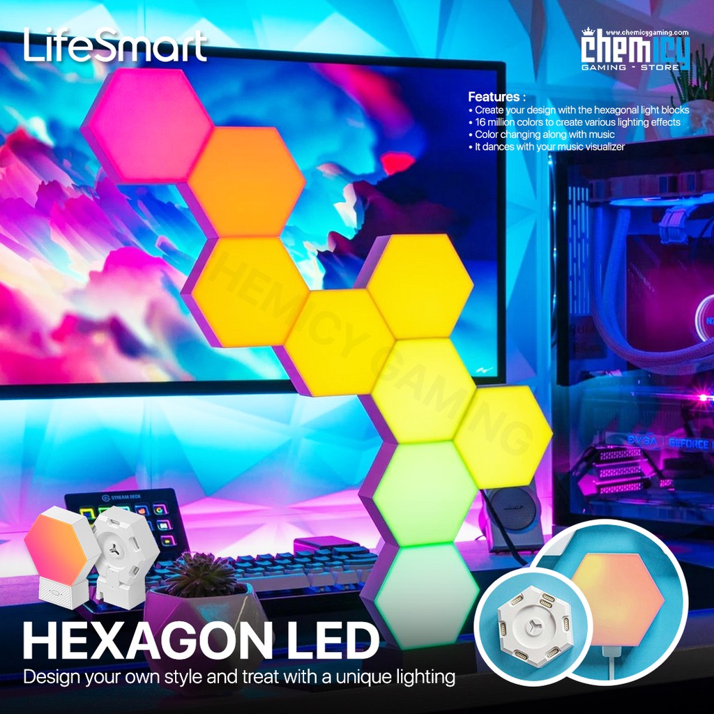 Lifesmart Hexagon LED Light Honeycomb 9 Module + 1 Adapter