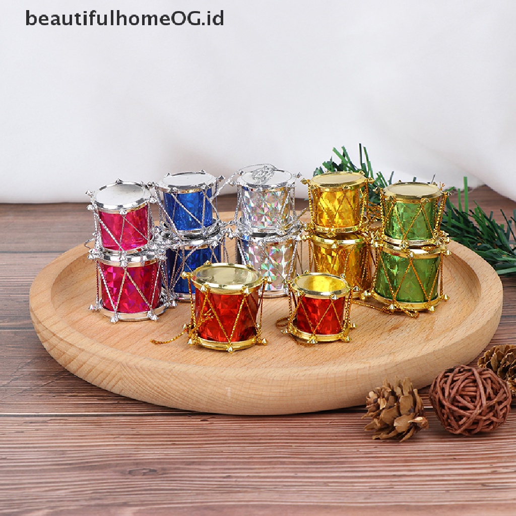 12pcs Ornamen drum Mini Warna-Warni Untuk Dekorasi Pohon Natal