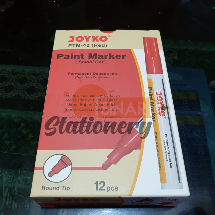 

Jualan Spidol Paint Marker Red Ptm40 Joyko 1Pak Isi 12Pc Hemat