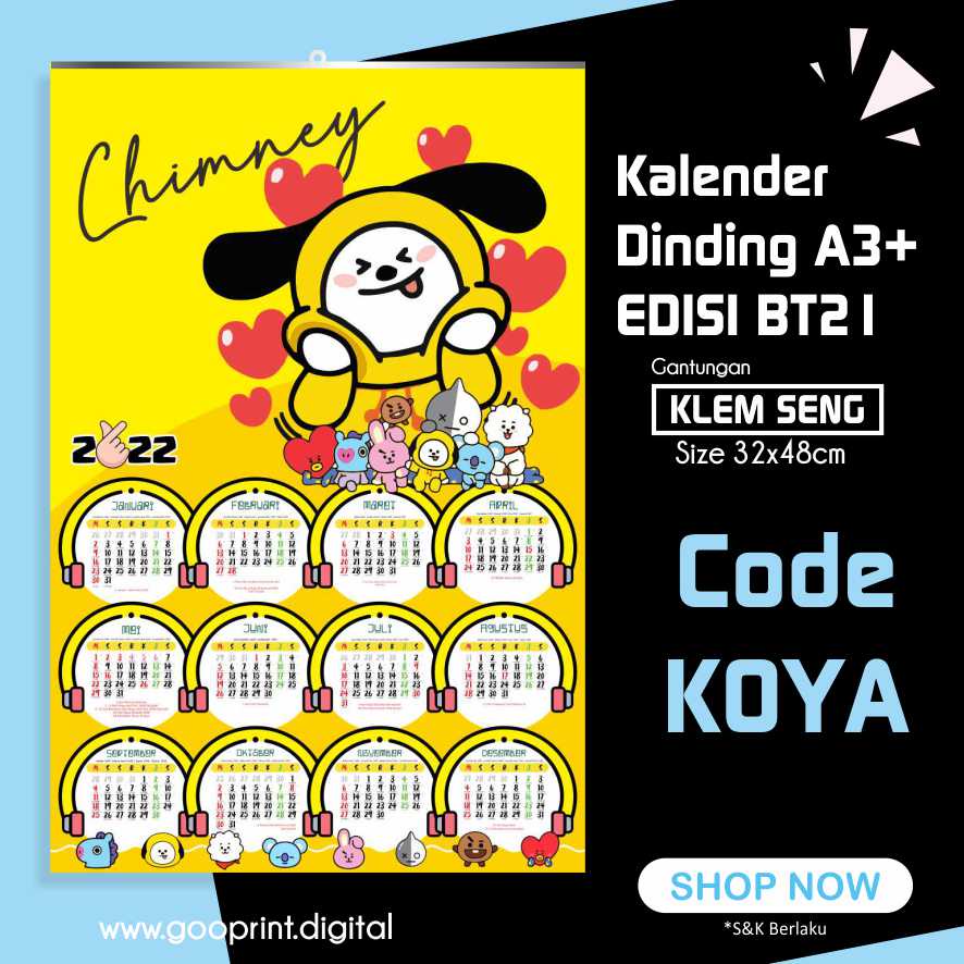

EDISI BT21 Kalender Gantung Dinding