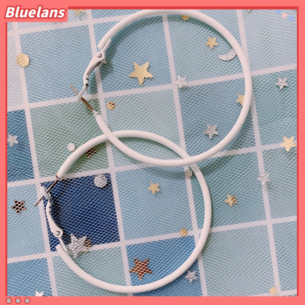 Anting Hoop Bentuk Lingkaran Besar Warna Permen Untuk Wanita