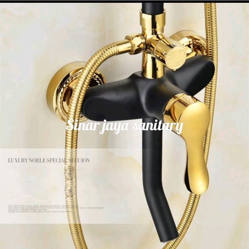 Shower tiang colum gold satu set panas dingin / Kran shower column panas dingin / shower tiang mewah