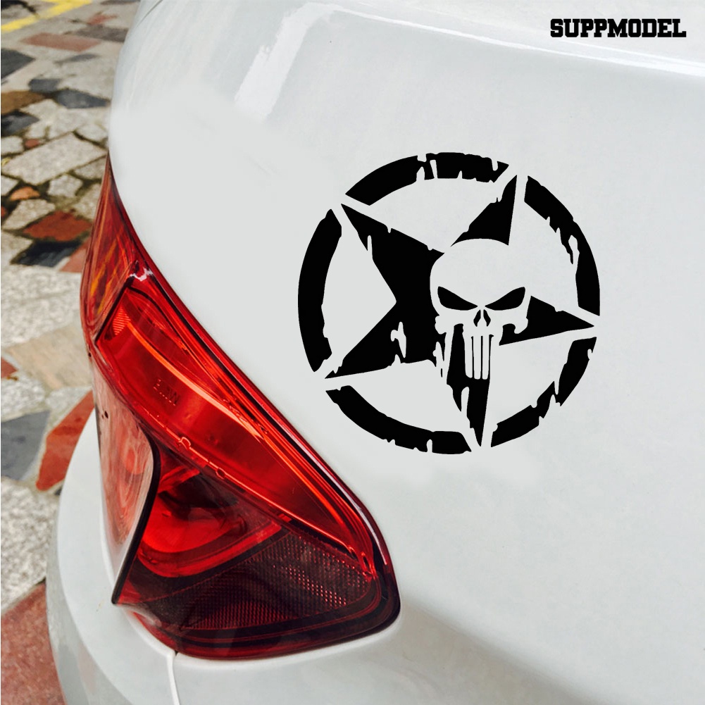 Stiker Decal Motif Tengkorak Pentagram The Punisher Untuk Dekorasi Mobil / Motor