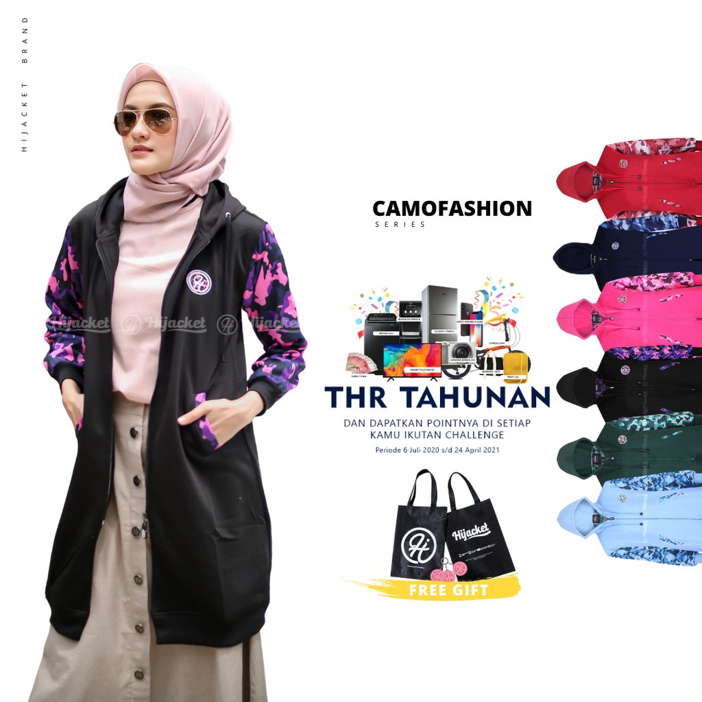 Hijacket® Camouflasion Series (All Size, XL, XXL) Jaket Wanita Bahan 100% Premium Fleece Asli