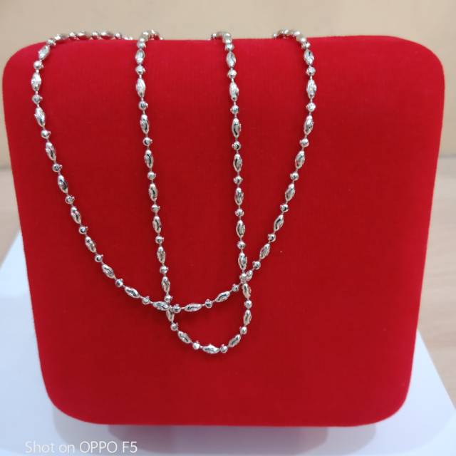 Kalung emas putih biji lada mesin kadar 750