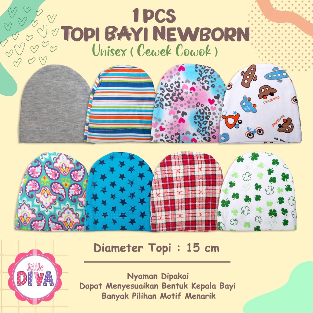 1 pcs TOPI BAYI laki laki dan perempuan BOY &amp; GIRL - Bahan Katun Lembut Motif Bergambar Polos