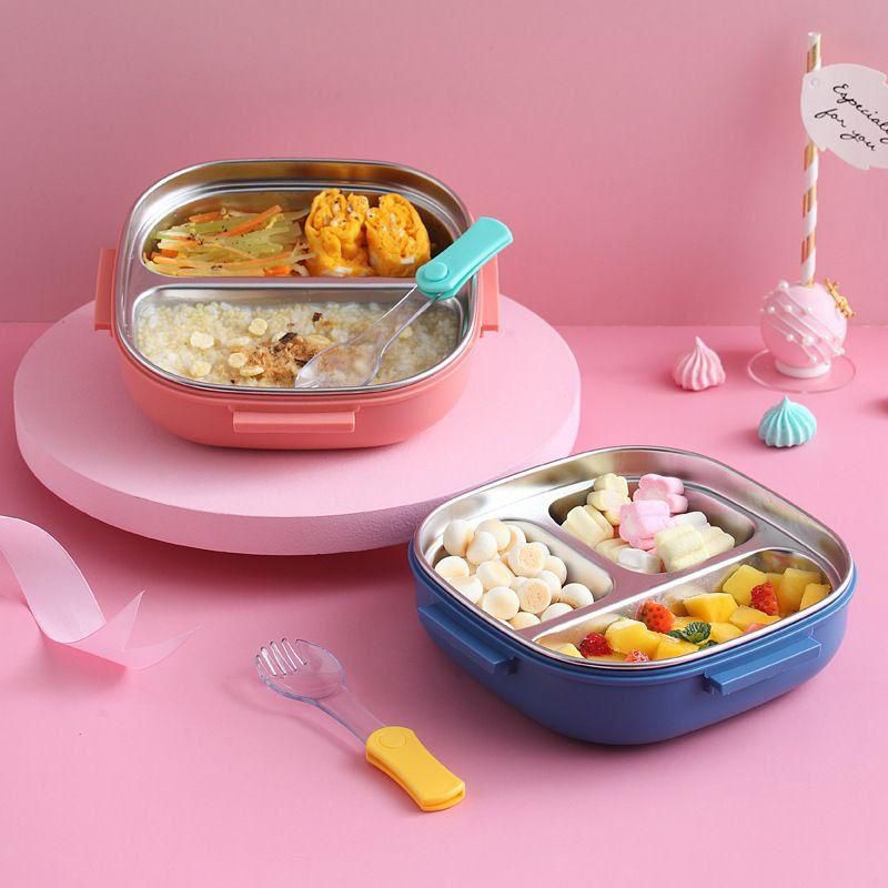 Kotak Makan Anak Stainless 304 Bekal Makan Set Lunch Fit Kotak Makan Lunch Box Set Wadah Bekal Anak Stainless 2 Sekat Kids Lunch Box Set Premium Rantang Makan  Luchbox Bento