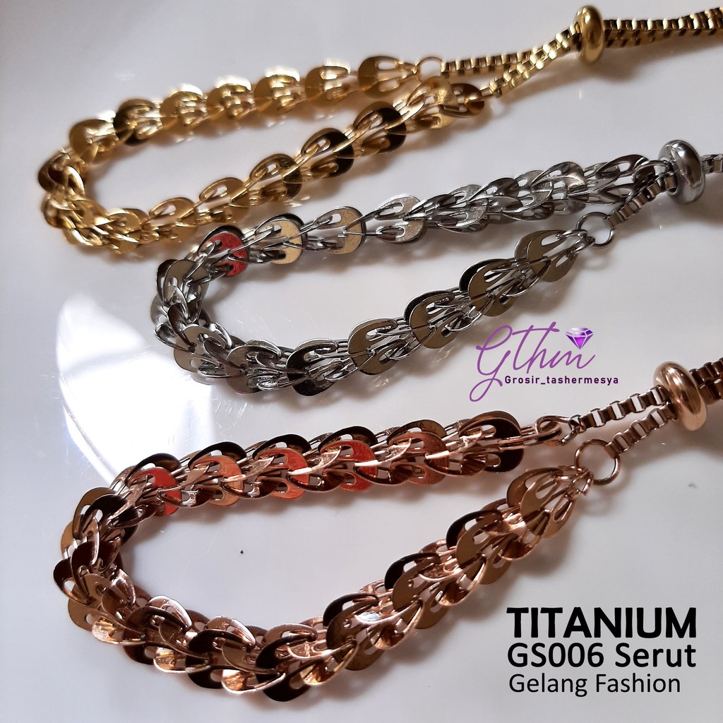 Gelang Serut Titanium Perhiasan Fashion Import Anti Karat aman dan cocok dipakai sehari-hari gs006