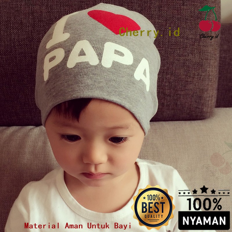 COD Topi Bayi Topi Anak I Love Papa / I Love Mama / Kupluk Bayi / Topi Bayi / Topi Kupluk Anak / Topi Kupluk Bayi TP4