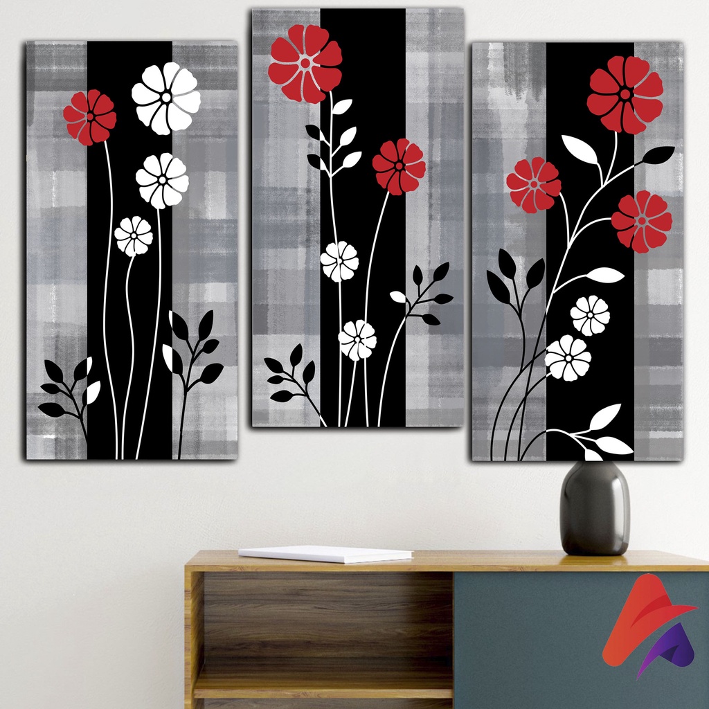 HIASAN DINDING BUNGA AESTHETIC BUNGA BLACK ( 15X30 ) WALL DECOR HIASAN DINDING KAMAR PAJANGAN RUANGAN POSTER KAYU BUNGA AESTHETIC