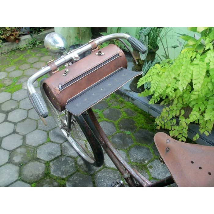 Terbaru Onthel - Tas Stang / Stir Sepeda Onthel Model Tabung Bahan Kulit