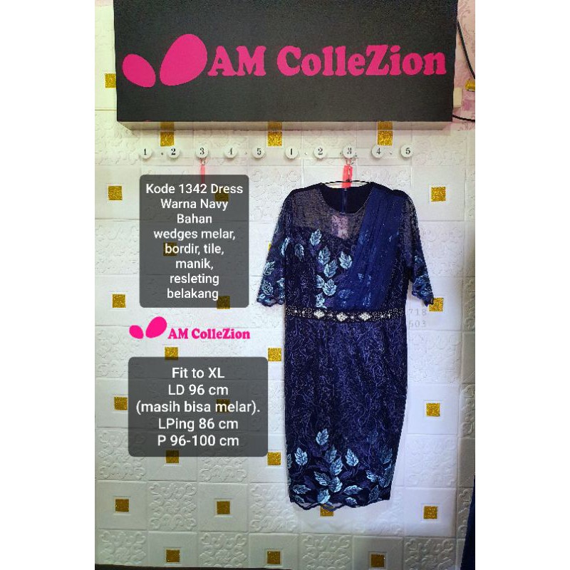 1342 DRESS PESTA MEWAH ELEGANT GLAMOUR BIRU ELEKTRIK BAHAN WEDGES MELAR, BORDIR, TILE, MANIK.