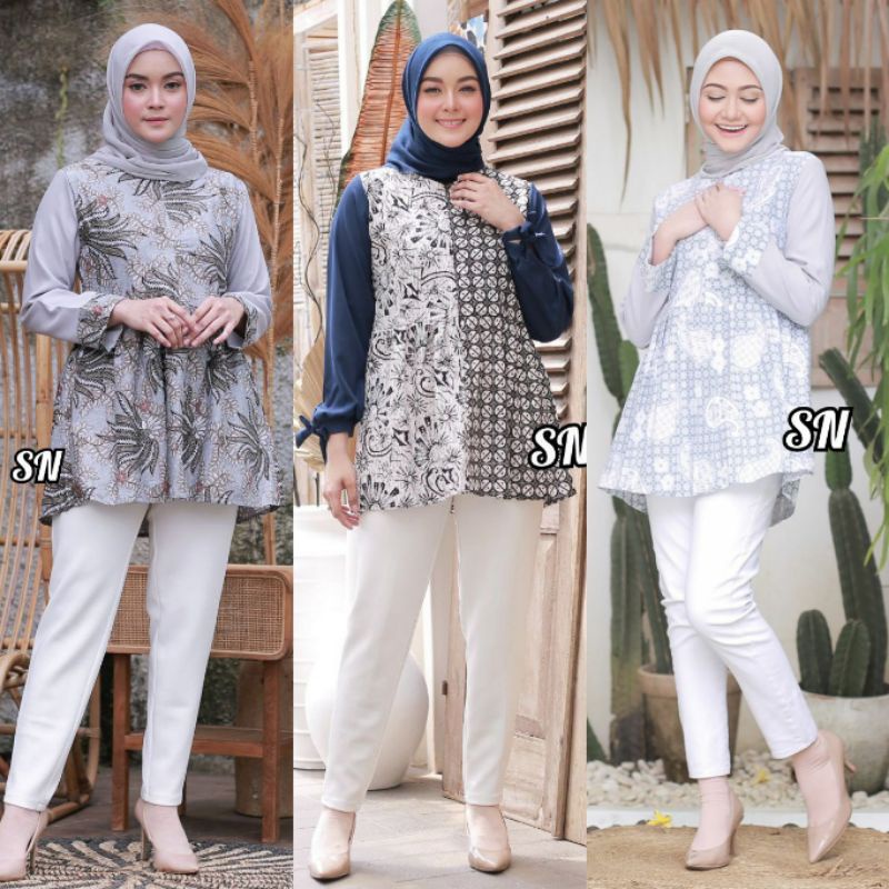 Baju Batik Wanita Modern Atasan Batik Kerja Wanita Blouse Batik Kantor Seragam Batik M L XL XXL