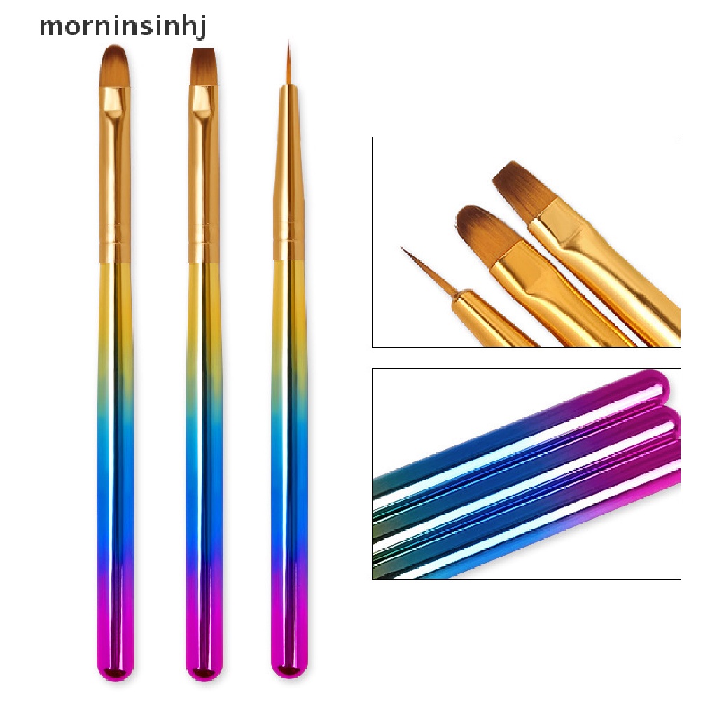 Mornin 3pcs / set Brush Pen Dotting Untuk Gambar Nail Art Diy