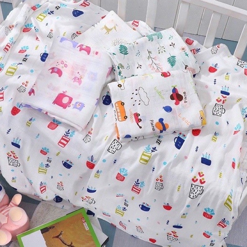 DK MUSLIN SWADDLE Breathable Blanket / Kain Bedong Bayi Bahan Muslin