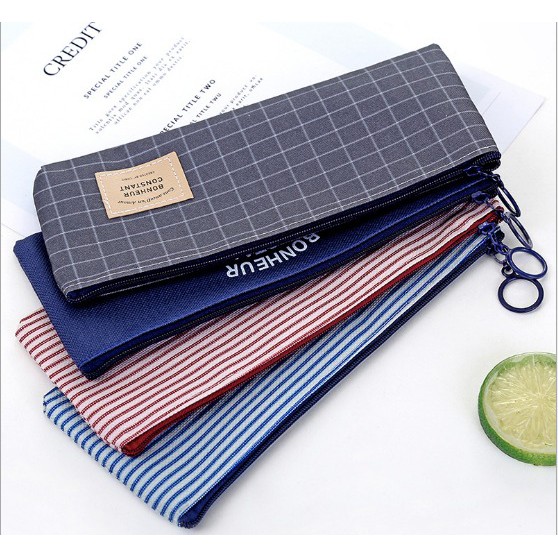 

935D ATK Tempat Pensil Canvas Bonheur Constant Pencil Case Stationery Organizer