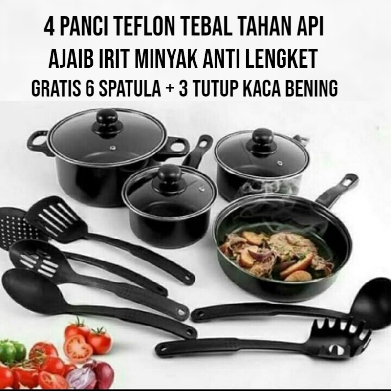 BISA COD Paket Cookware panci Set 13 Tutup Kaca Serbaguna panci set lengkap stainless steel Panci 13 Set-TERLARIS