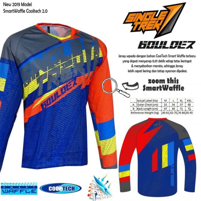 Jersey sepeda STR Boulder LS Green Cooltech Waffle size 3XL