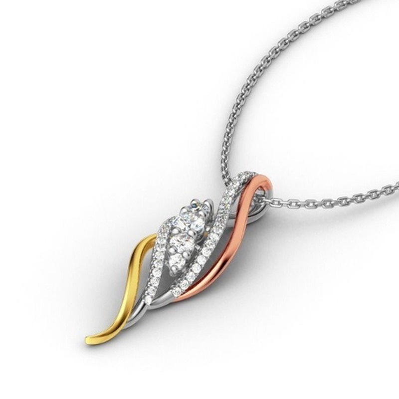 [Ready Stock]Fashion New Diamond Leaf Pendant Gold-Plated Necklace