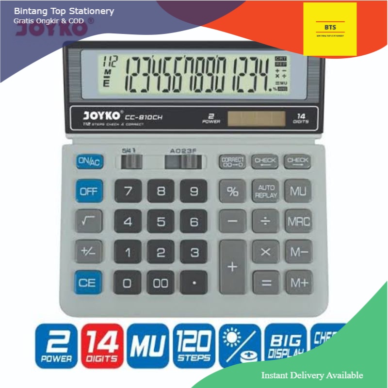 

[BTS] Kalkulator Joyko CC-810CH Check & Correct 14 Digit